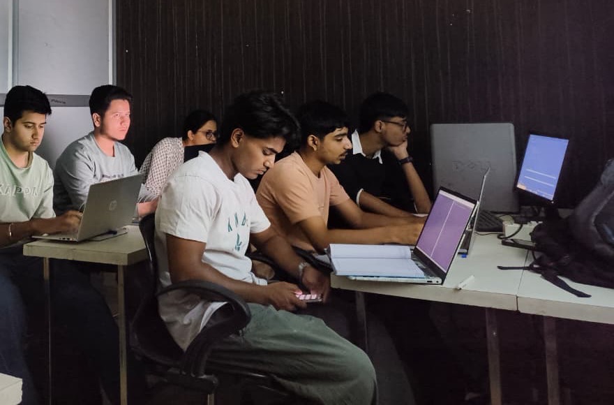 Learners following a live session in the Rohini lab